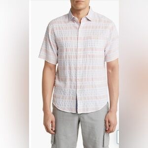 Tommy Bahama Men's Nova Wave Sea Stripe Short Sleeve Seersucker Shirt Sz Small